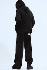 Schwarz-weißes Tribalmuster - Langärmliges, doppellagiges Oversize-T-Shirt - 2