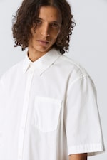 Weiß - Kurzärmliges Baumwollhemd mit lockerer Passform - 1