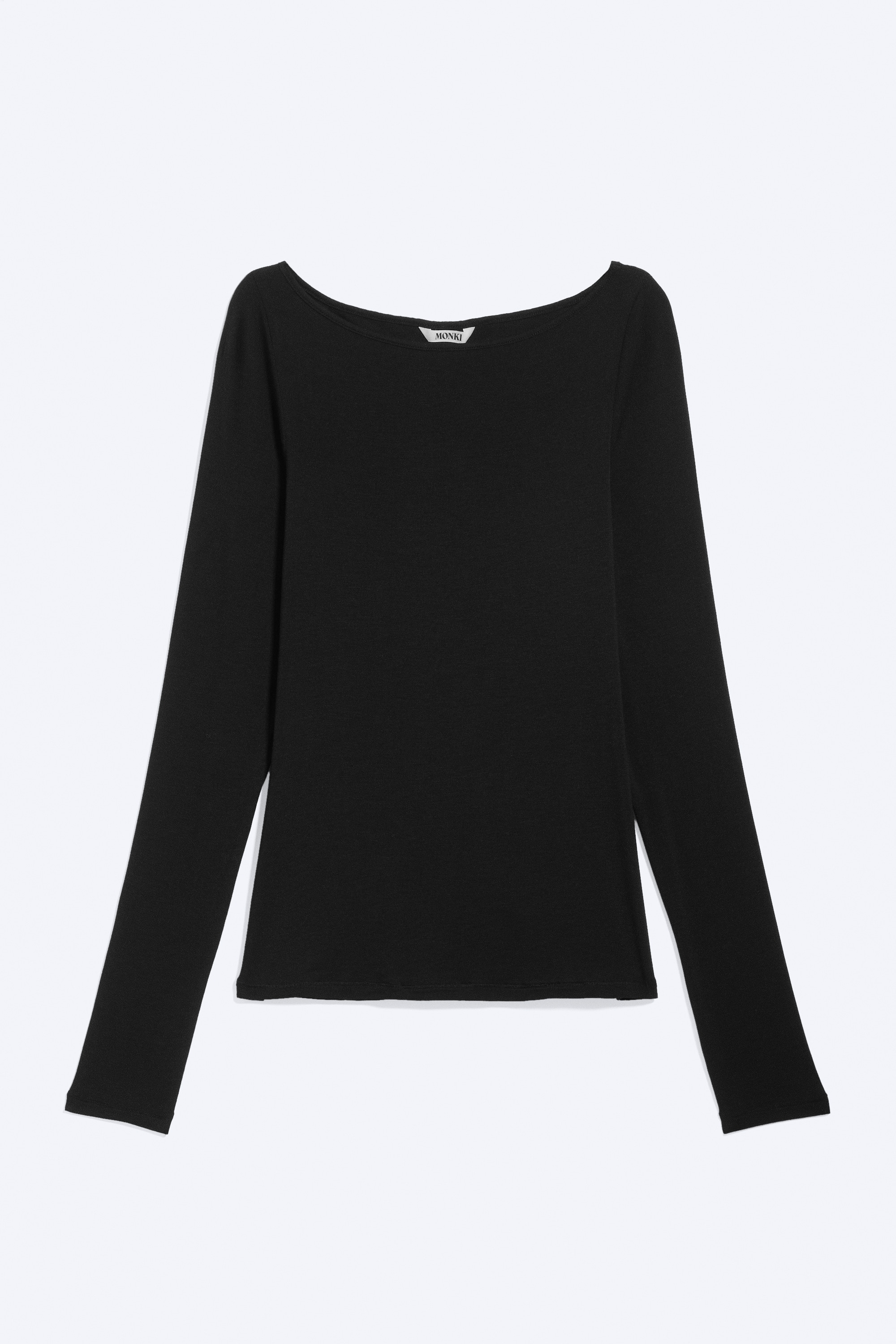 Transparante longsleeve met boothals - Sheer Black/Donkerbruin/Roze