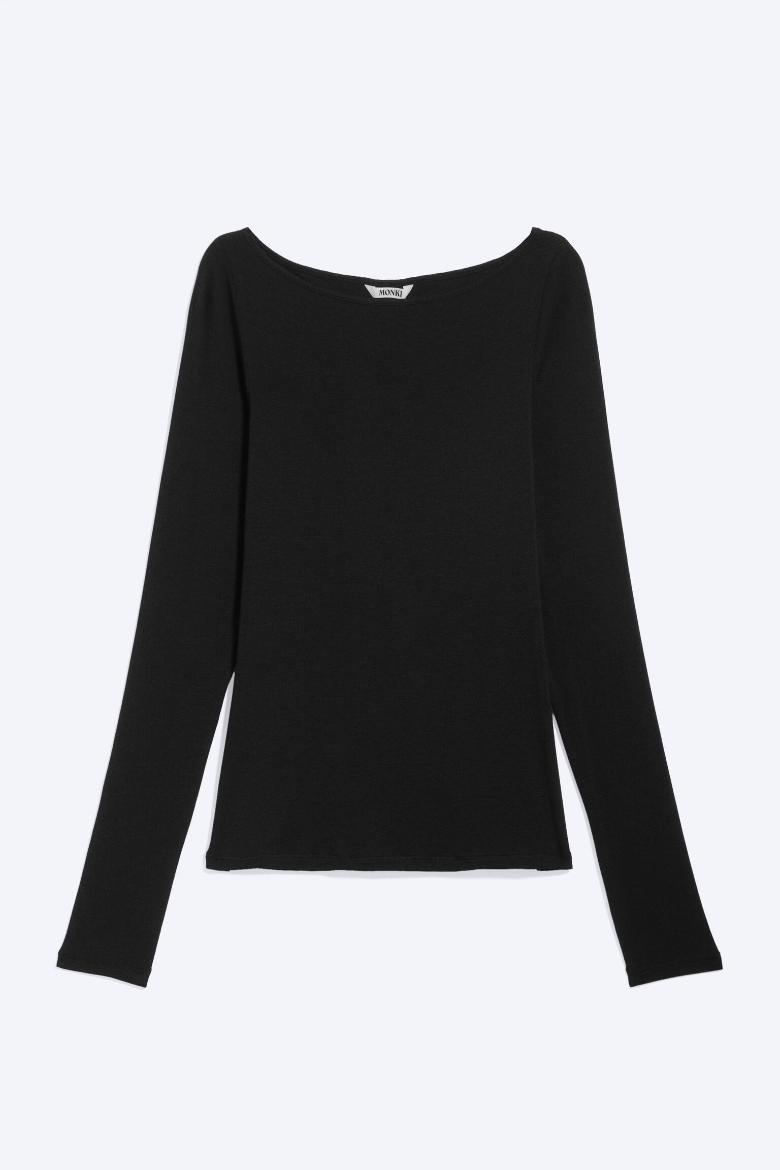 Maglia trasparente con scollo a barca e maniche lunghe - Nero Trasparente/Rosso ciliegia/Marrone scuro - 1