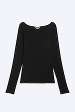Transparentes Schwarz - Transparentes Longsleeve mit U-Boot-Ausschnitt - 3