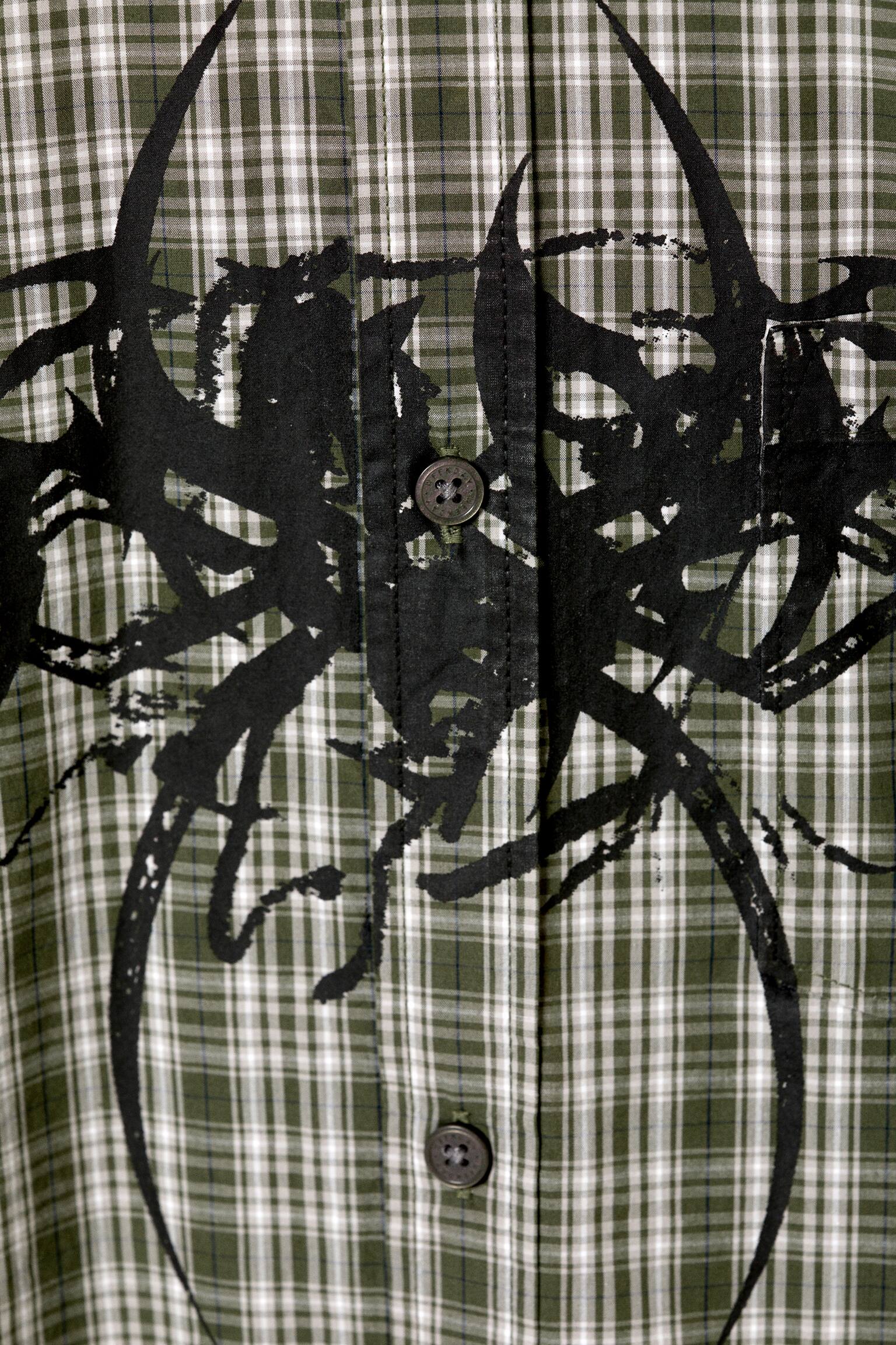 Chemise carrée imprimée à manches courtes - Carreaux verts - Spyder/Rayures blanches et noires - 6