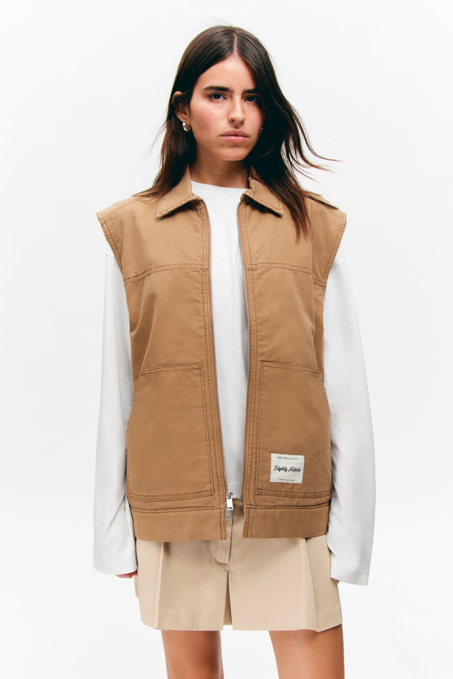 Lightly Padded Canvas Zip Vest - Bruin/Black - 4