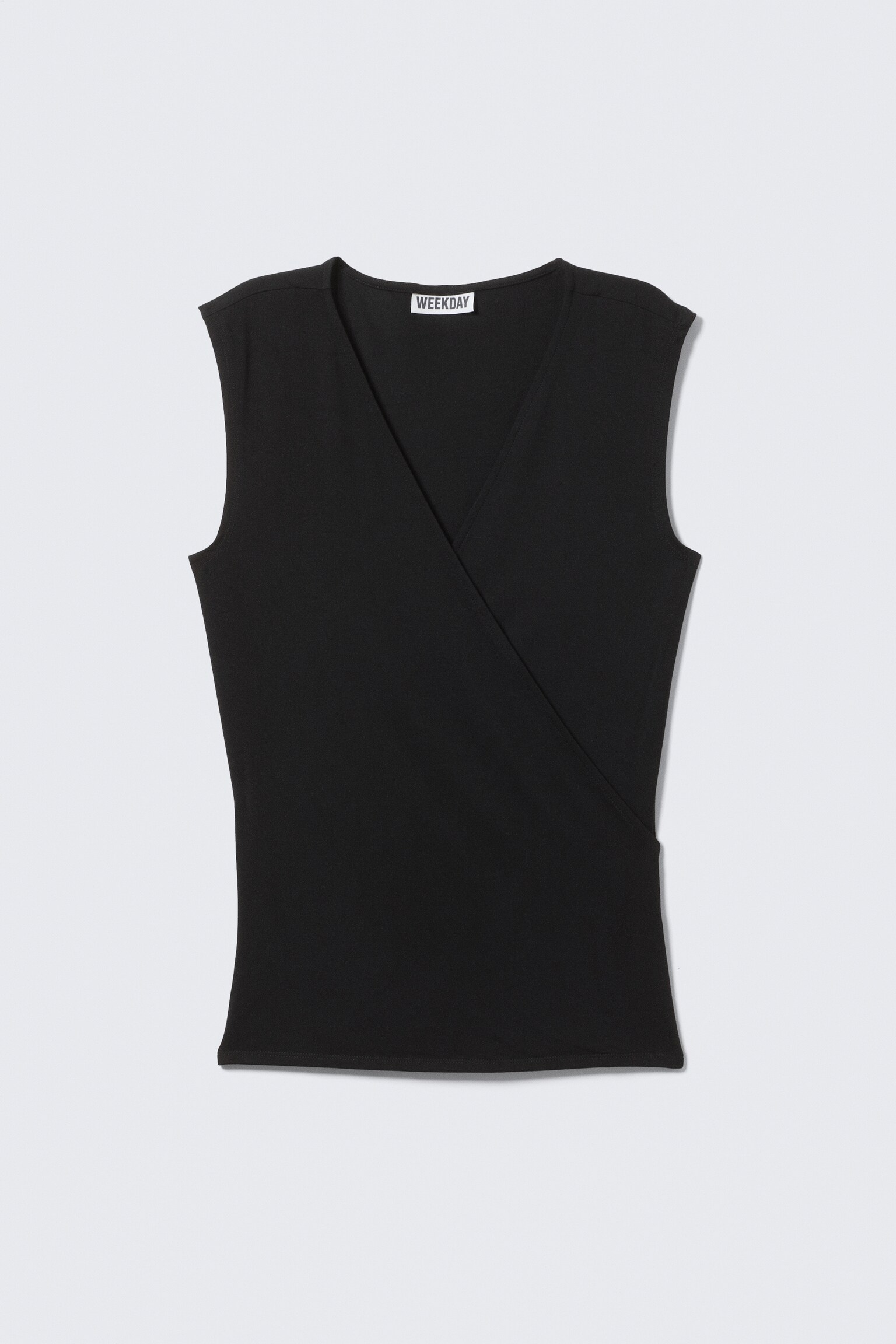 TOP CRUZADO SIN MANGAS DE JERSEY - Negro/Blanco
