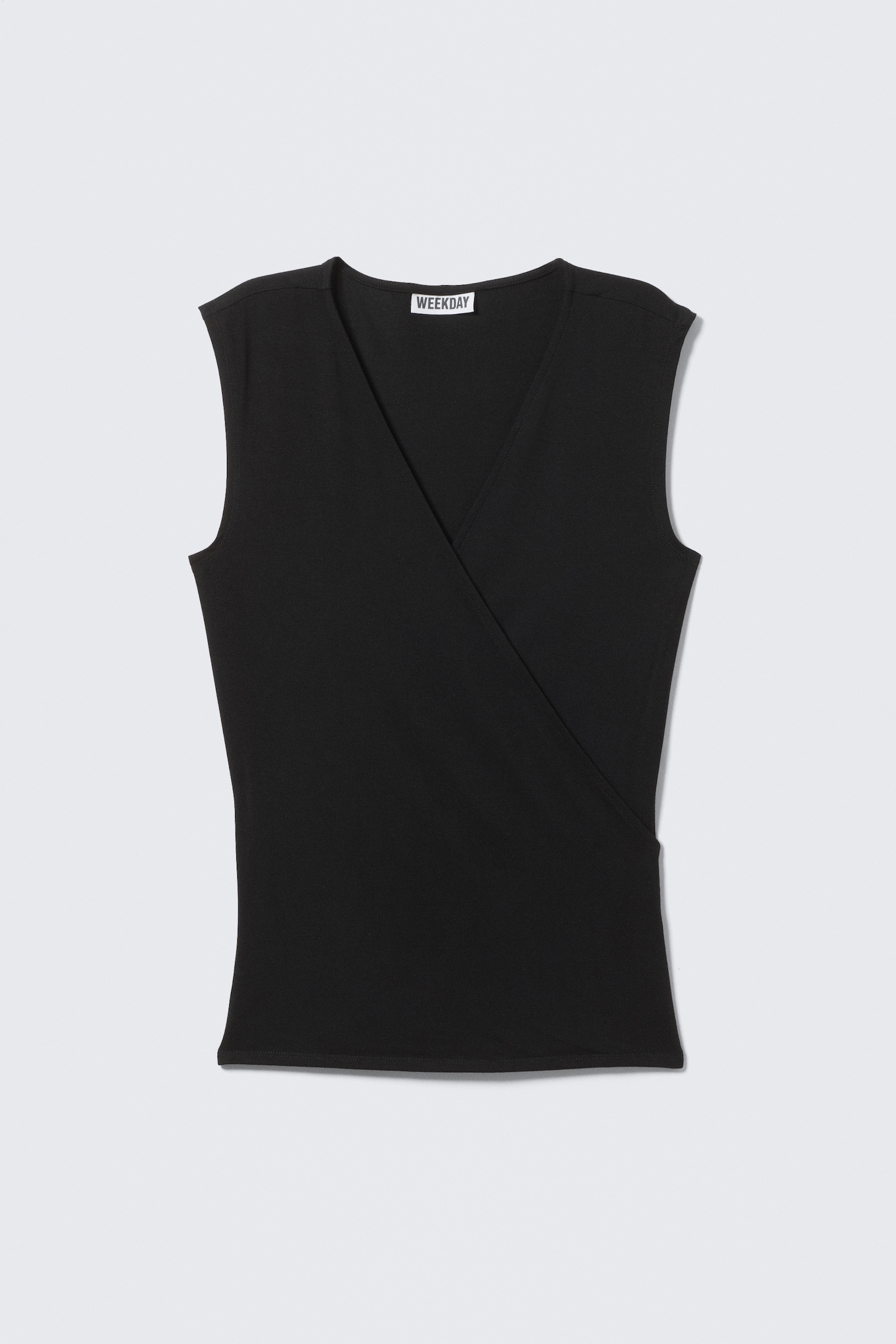 SLEEVELESS JERSEY WRAP TOP - Black/White - 2