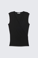 Noir - HAUT SANS MANCHES EN JERSEY À ENROULER - 0