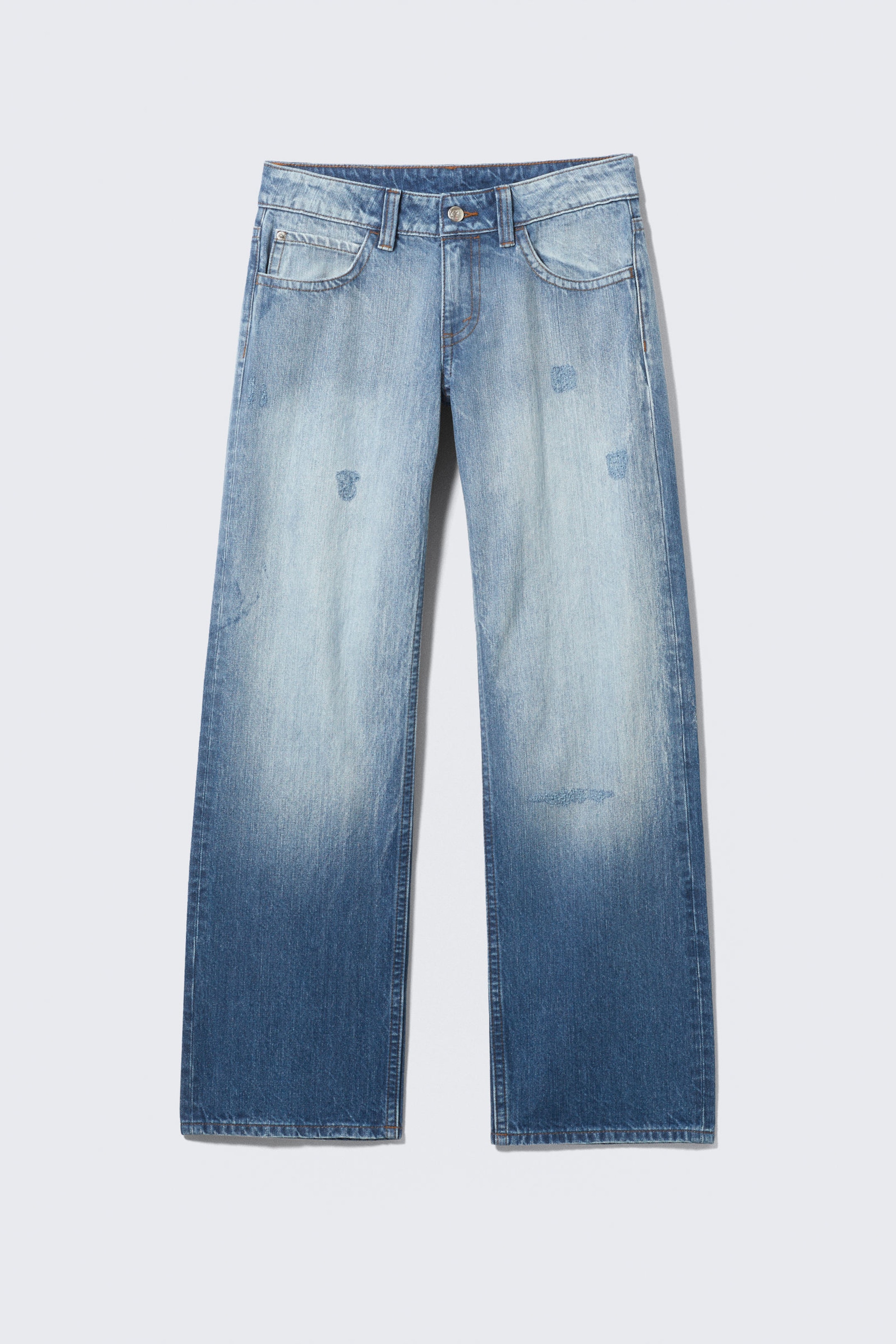 Kite Blue - Medium/Light Blue - Messy Low Rise Regular Straight Jeans - 1
