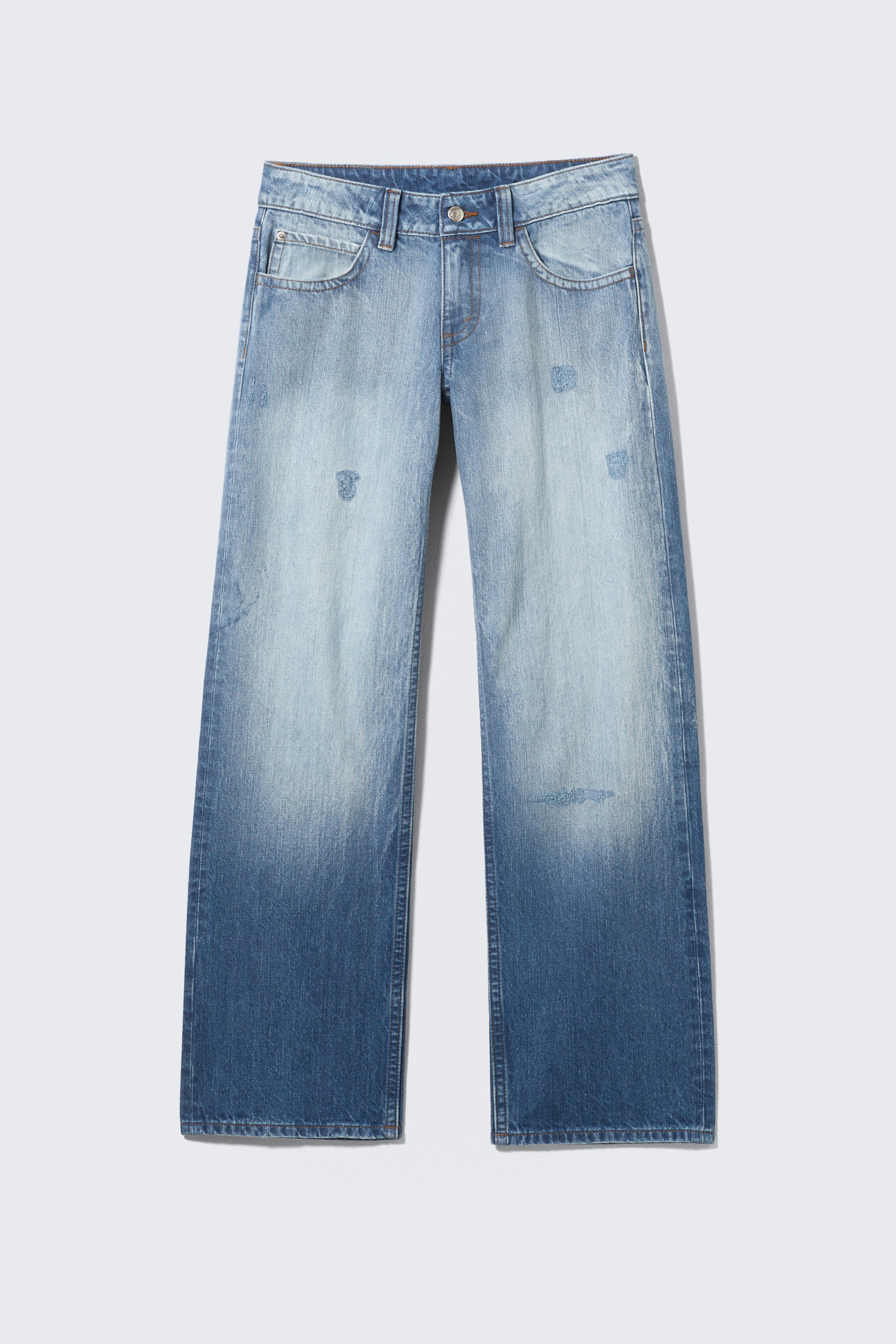Kite Blå - Mellan/Ljusblå - Messy Low Rise Regular Straight Jeans - 4