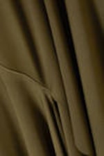 Dark Khaki Green - Long-Sleeved Asymmetric Draped Dress - 1