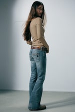 Radio Blue - Medium Blue - Low Rise Slim Flared Leg Jeans - 0