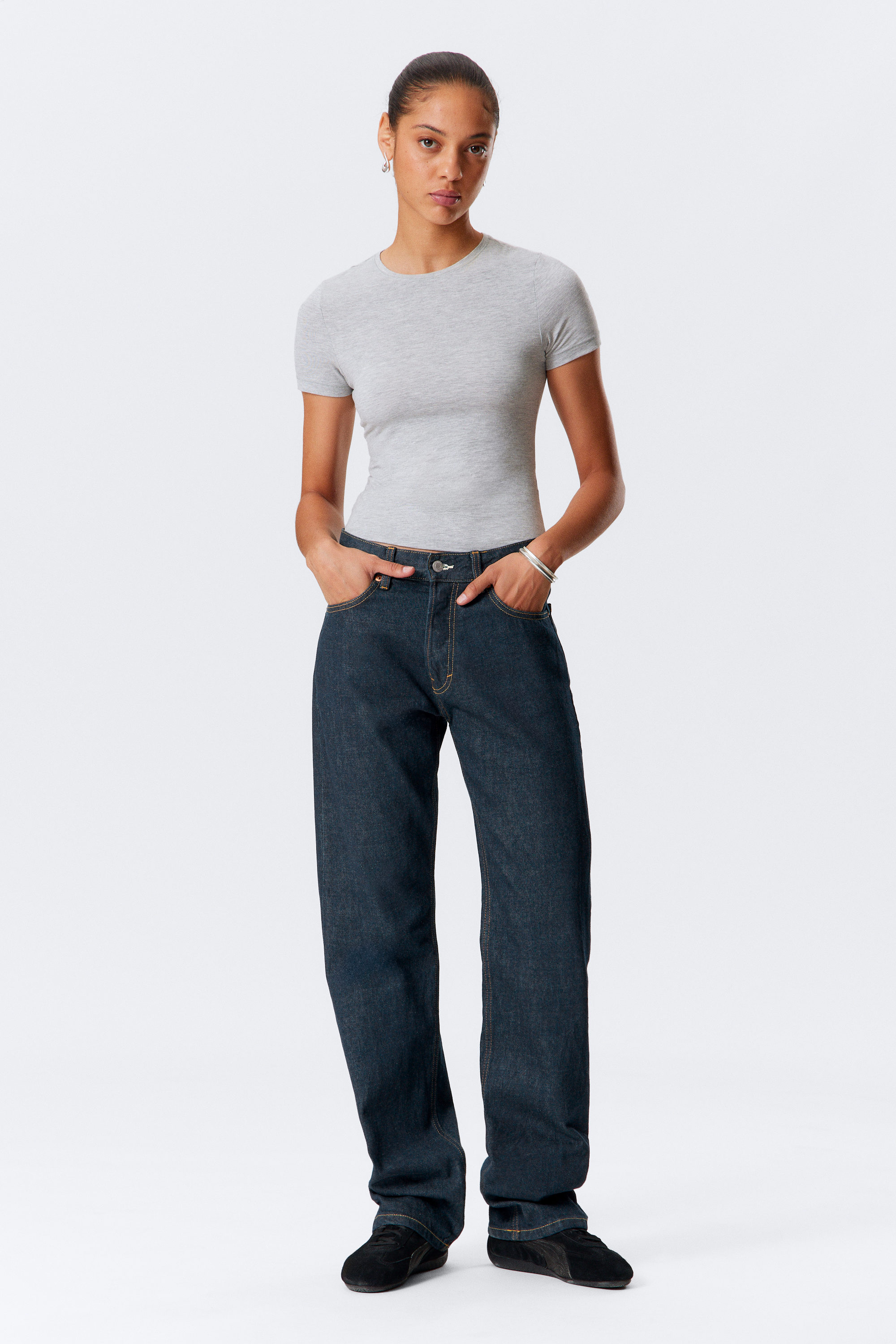 Blaue Waschung - Orbit Mid Waist Regular Straight Leg Jeans - 2