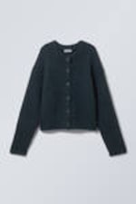 Navy Blue - Loose Knitted Cardigan - 0