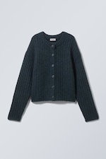 Navy Blue - Loose Knitted Cardigan - 0