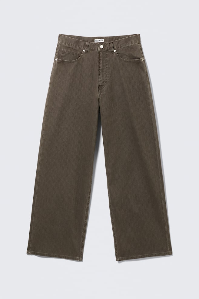 Astro Mid Rise Loose Baggy Leg Structured Trousers - Dark Brown - 1