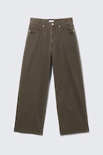 Dark Brown - Astro Mid Rise Loose Baggy Leg Structured Trousers - 4