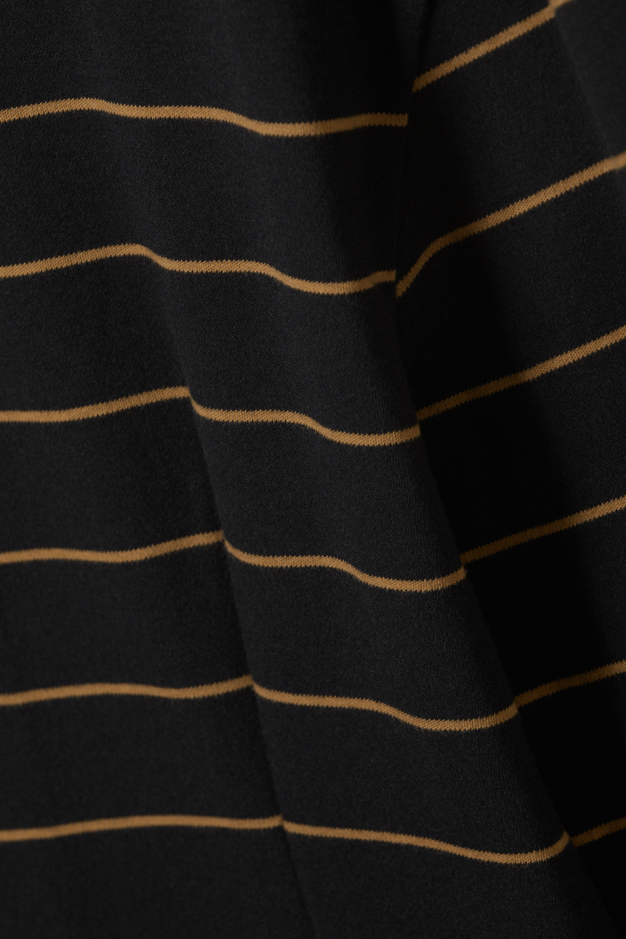 Striped Black - Long-Sleeved Cotton Mini Dress - 5