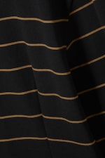 Striped Black - Long-Sleeved Cotton Mini Dress - 1