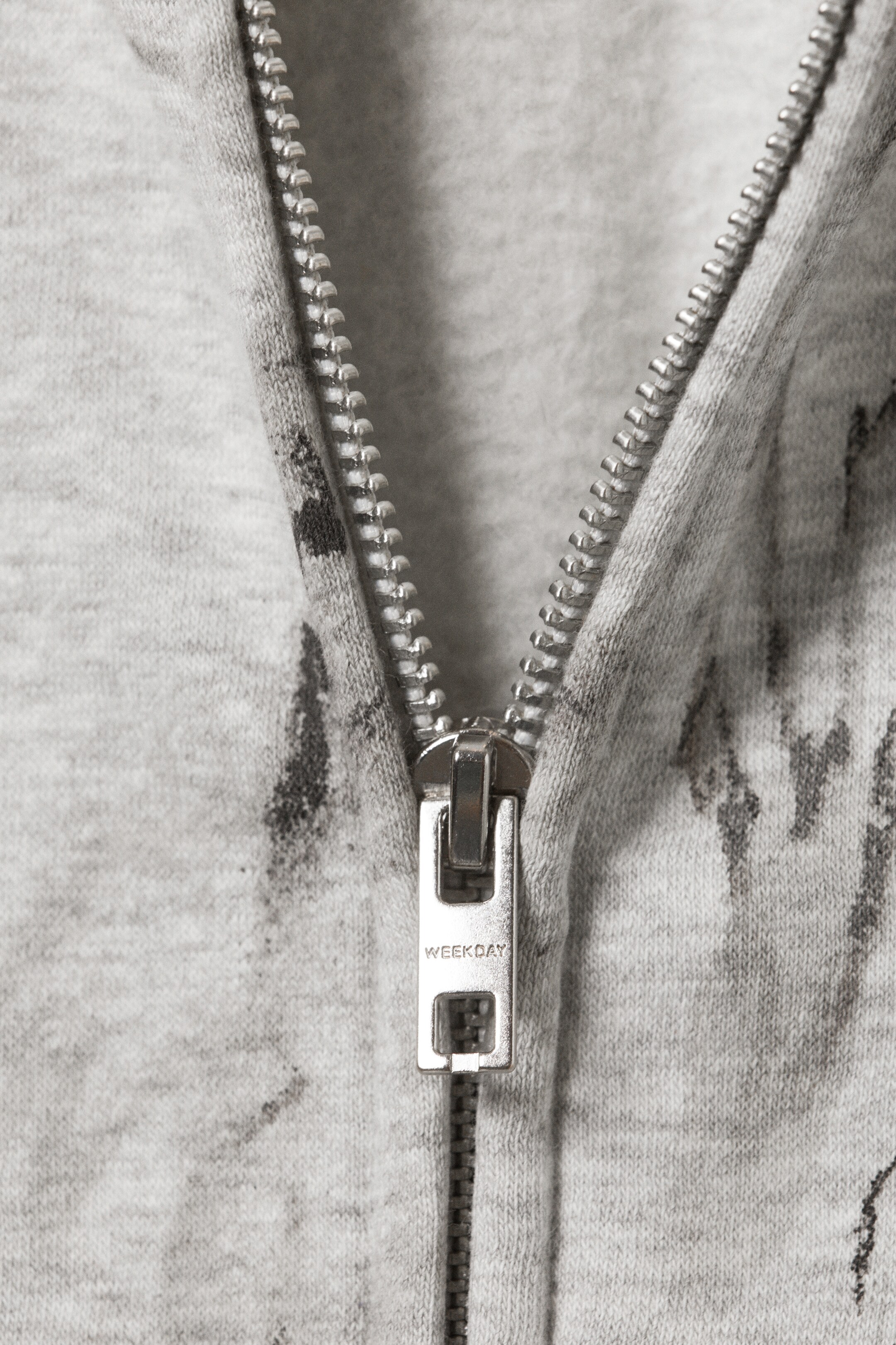 Visa större bild: Boxig Printad Zip-Hoodie - Gråmelerad - Scribble Print - HERR | H&M SE 6