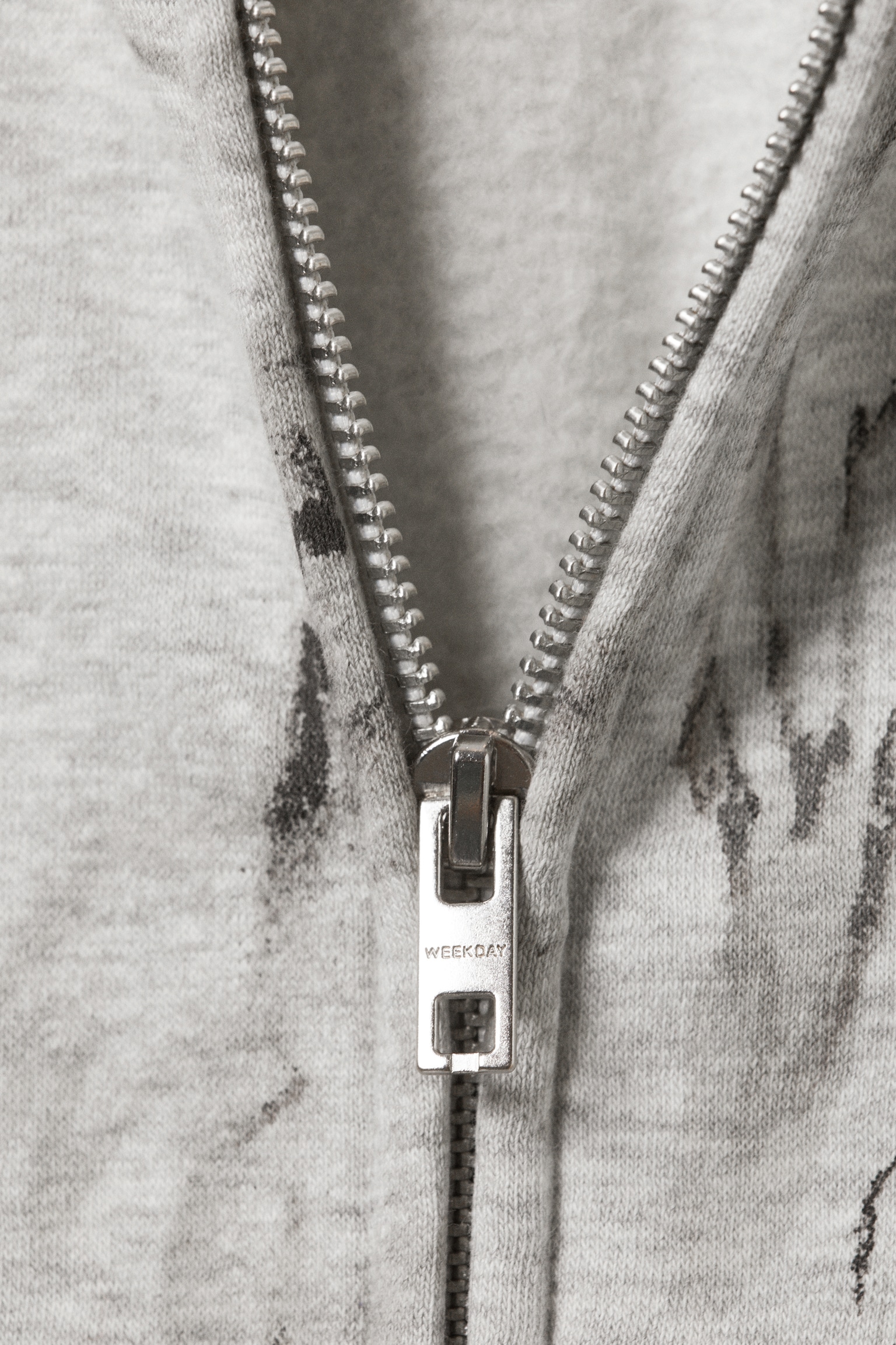 Bluza z kapturem Square Graphic Zip - Grey Melange - Nadruk Bazgroły - 3