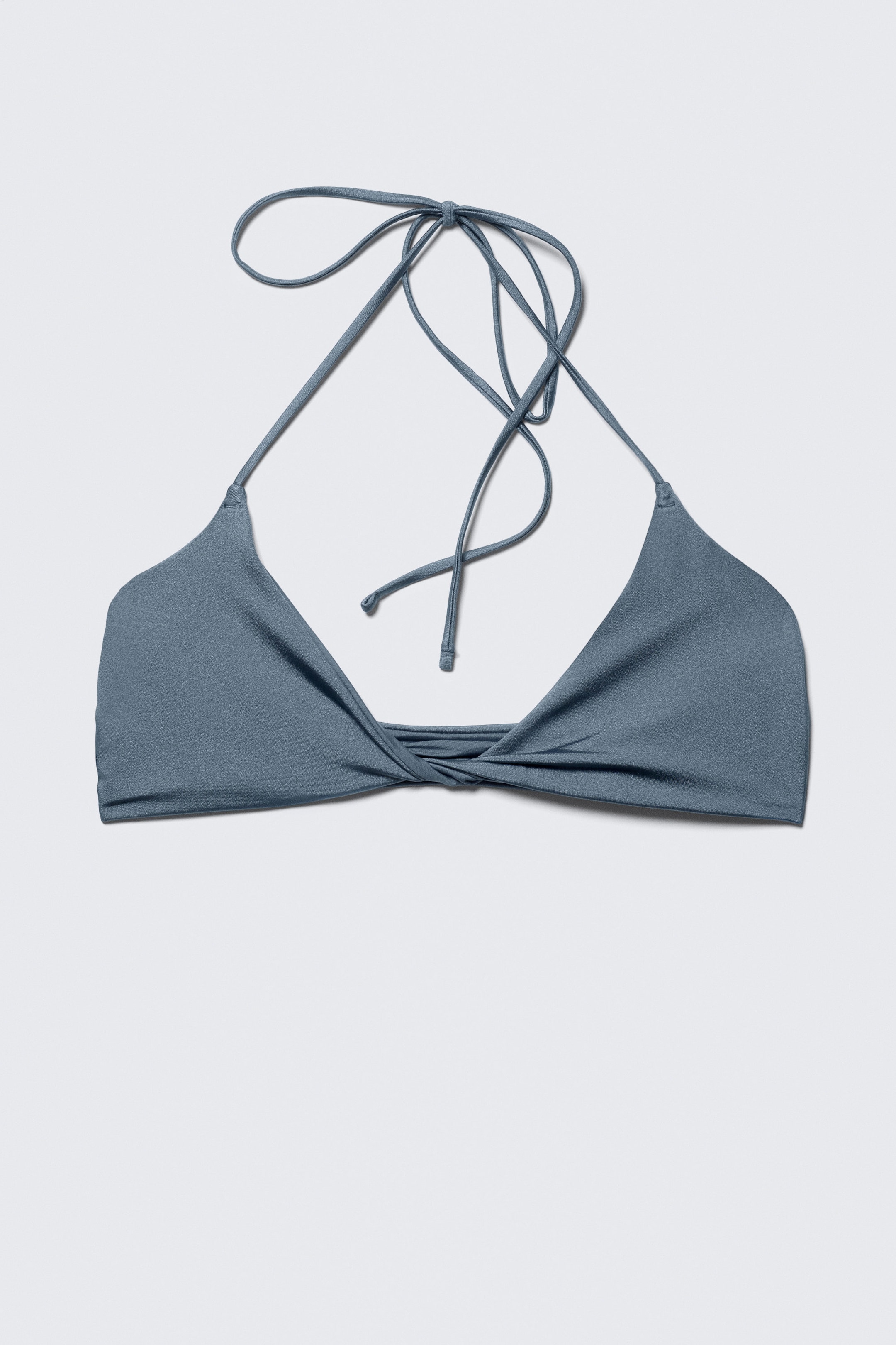 Taubenblau - Schimmer - Neckholder Bikini-Oberteil - 3