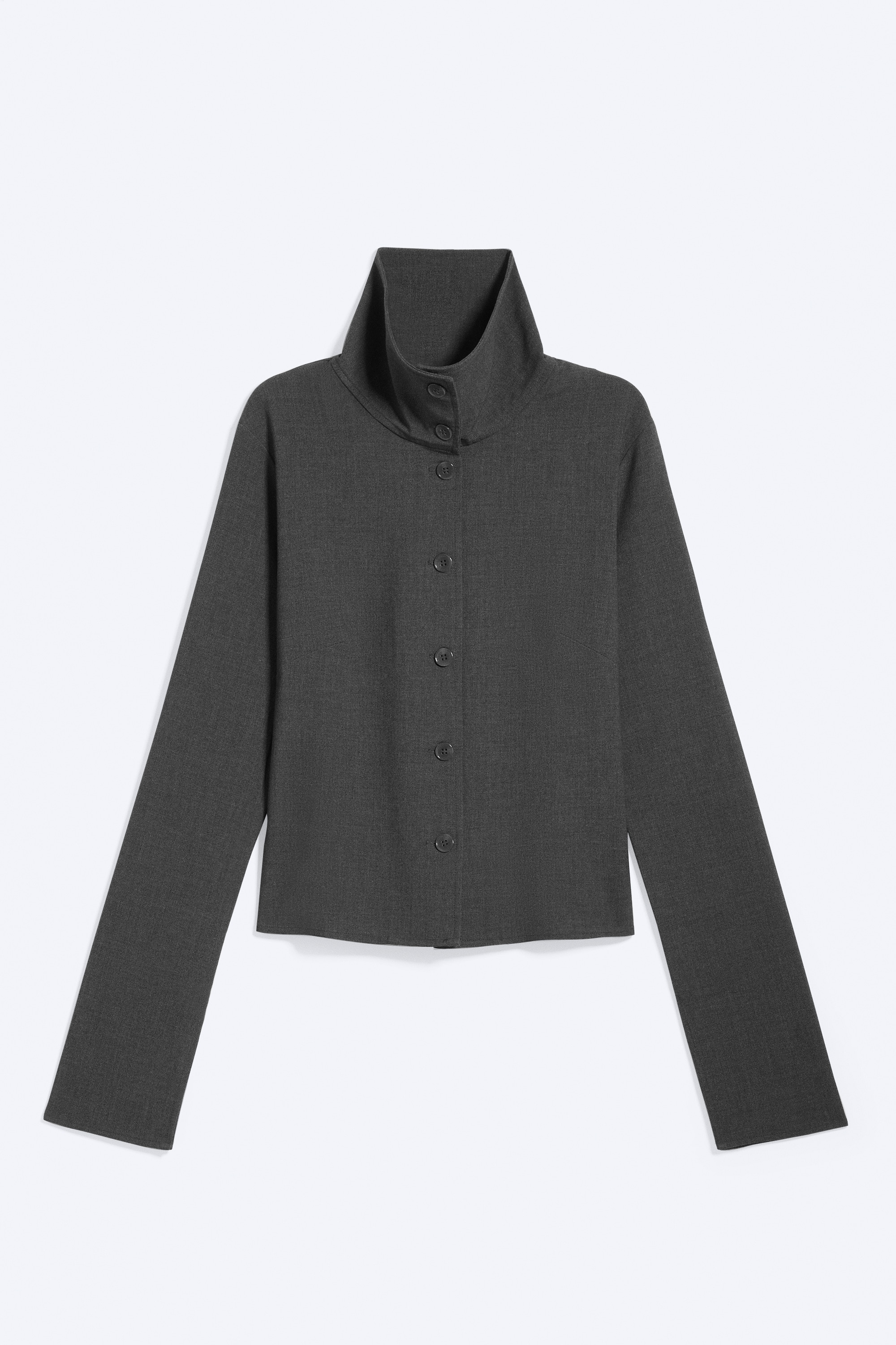 Long-sleeved buttoned shirt - Tmavý Sivý Melanž/Čierna