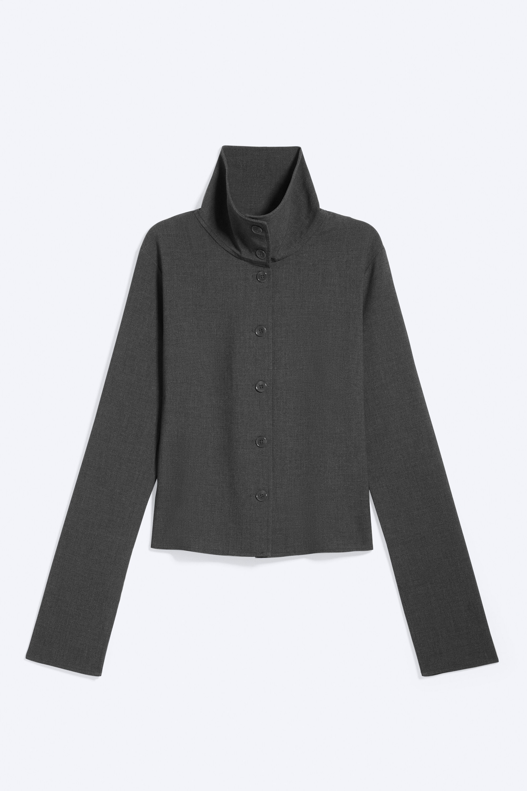 Dark Grey Melange - Long-sleeved buttoned shirt - 1