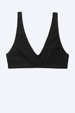 Schwarz - Gerippter Soft-BH mit tiefem V-Ausschnitt - 4