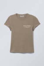 Graubraun - Bruyére en fleurs - Boxy T-Shirt mit Print und kurzen Ärmeln - 4