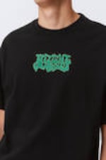 Black - Mizzion - Great Boxy Printed Graphic Tee - 1
