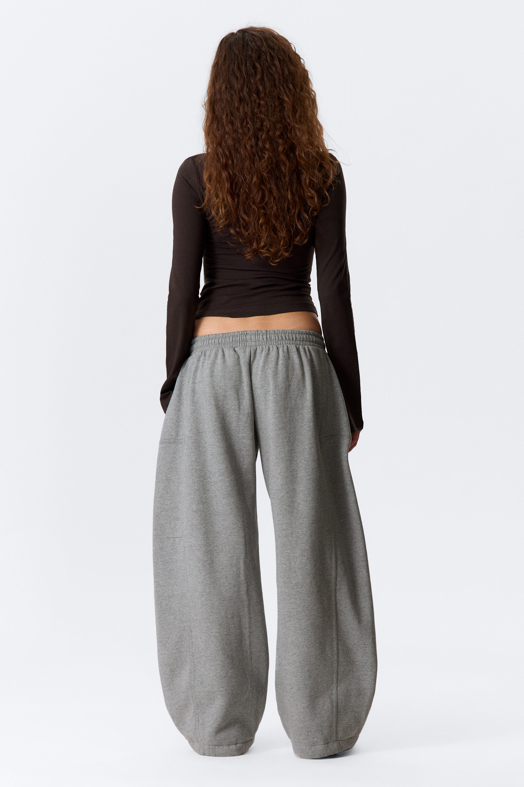 Grey Melange - Loose Cutline Cotton Fleece Sweatpants - 4