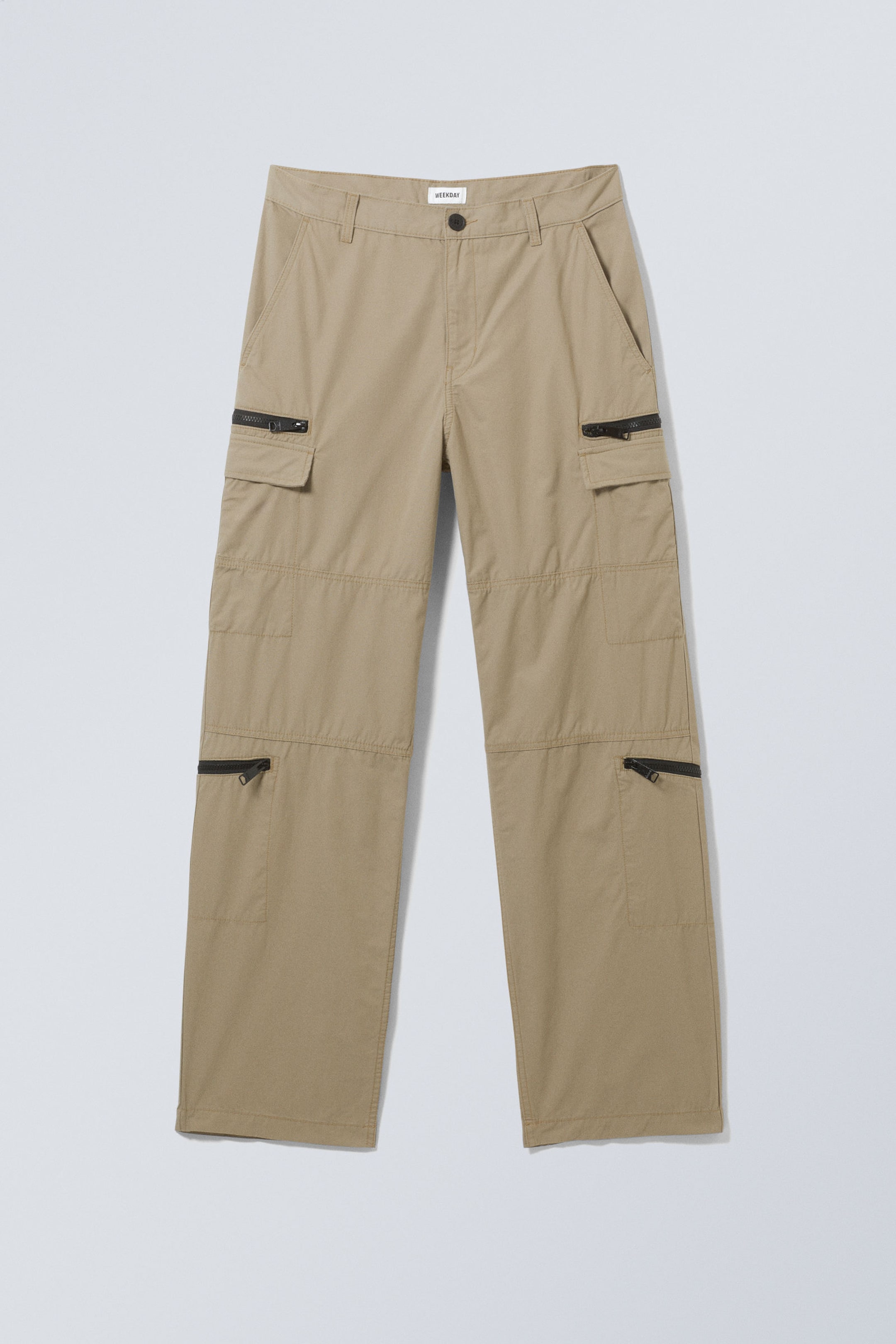Beige - Relaxed Zipped Trousers - 1