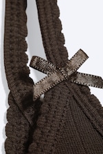 Dark Brown - Slim Ribbed Strap Top - 4