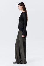 Gris foncé - Pantalon ample taille basse en coton à enfiler - 2