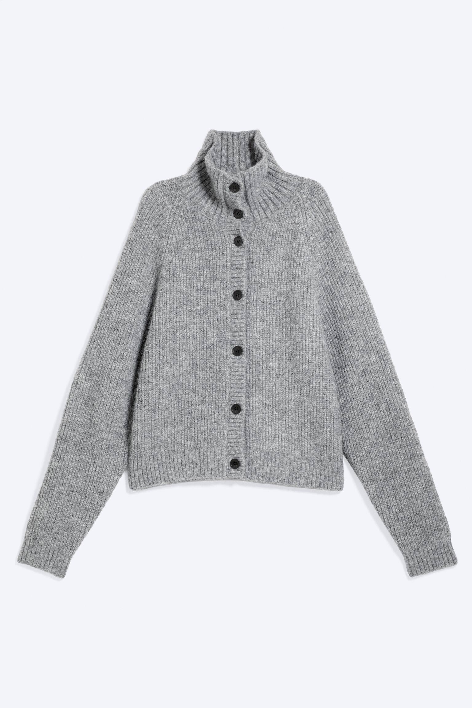 Cardigan mit Knöpfen - Gedecktes Grau meliert/Dunkelblau