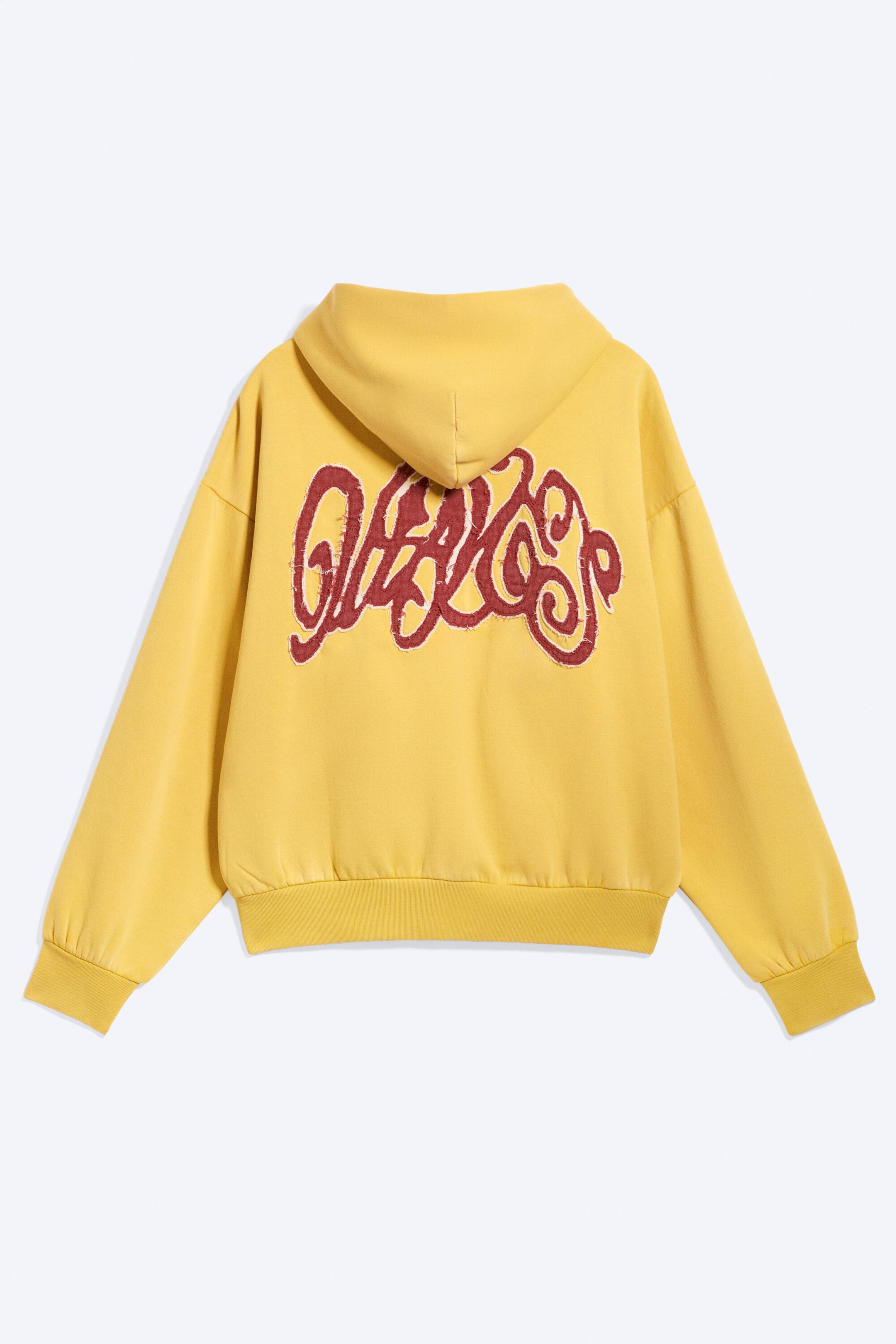 Gelbe - Rote Welle - Weiter Hoodie mit Reißverschluss und Print - 4