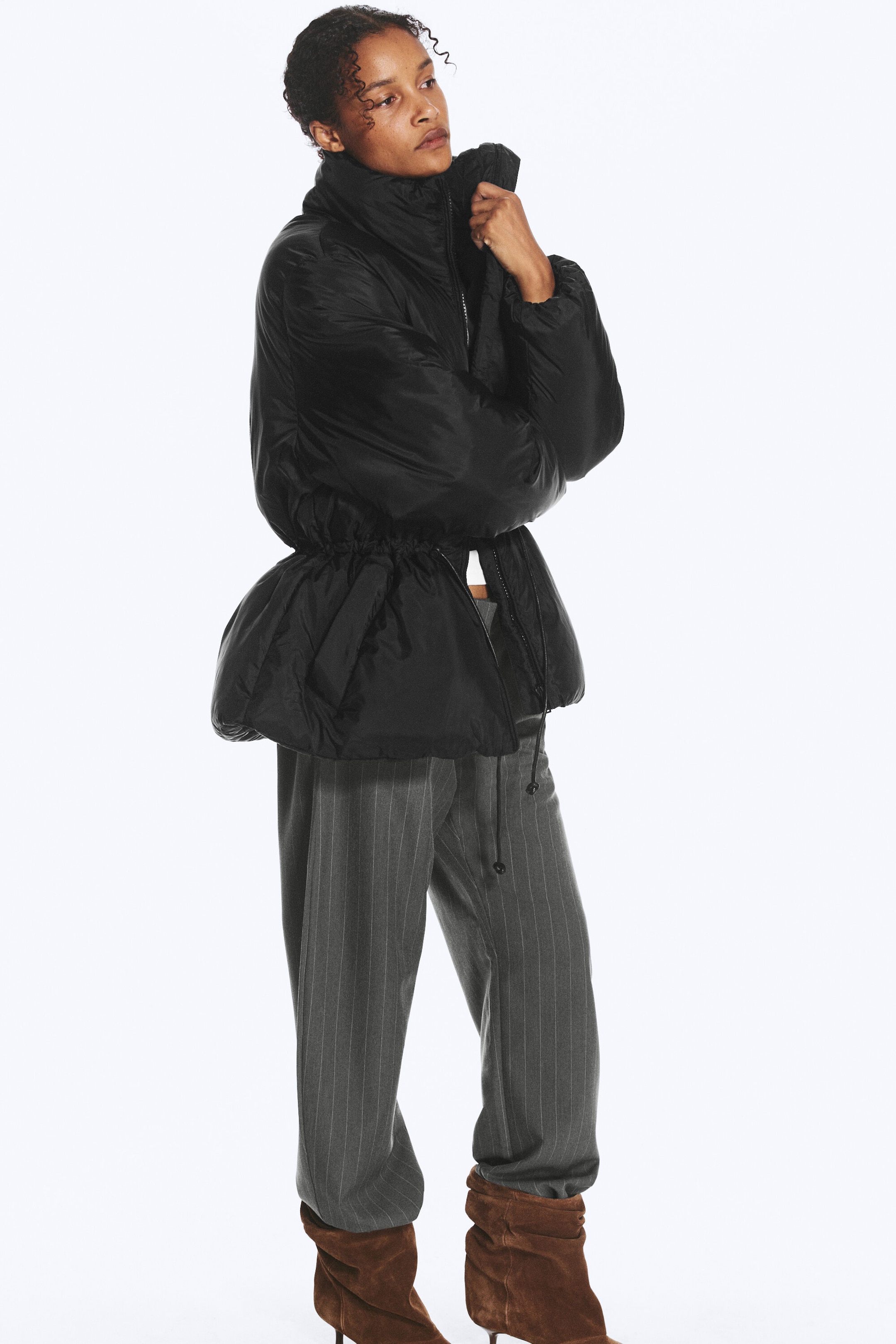 Black - Oversized Puffer Jacket - 1