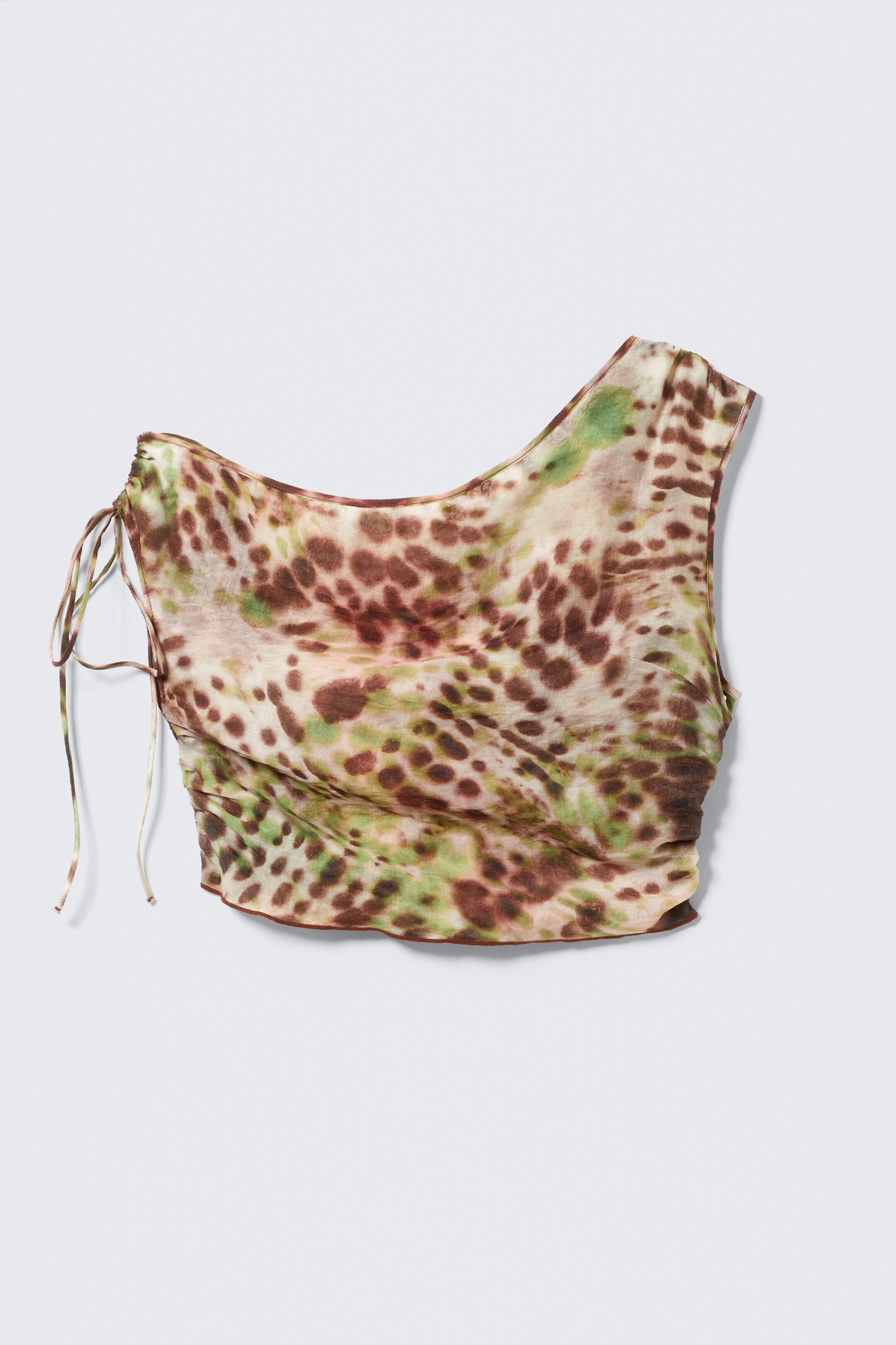Größeres Bild ansehen: Transparentes, asymmetrisches Top mit Kordelzug - Florale Tupfen in Braun & Grün - Ladies | H&M DE 4