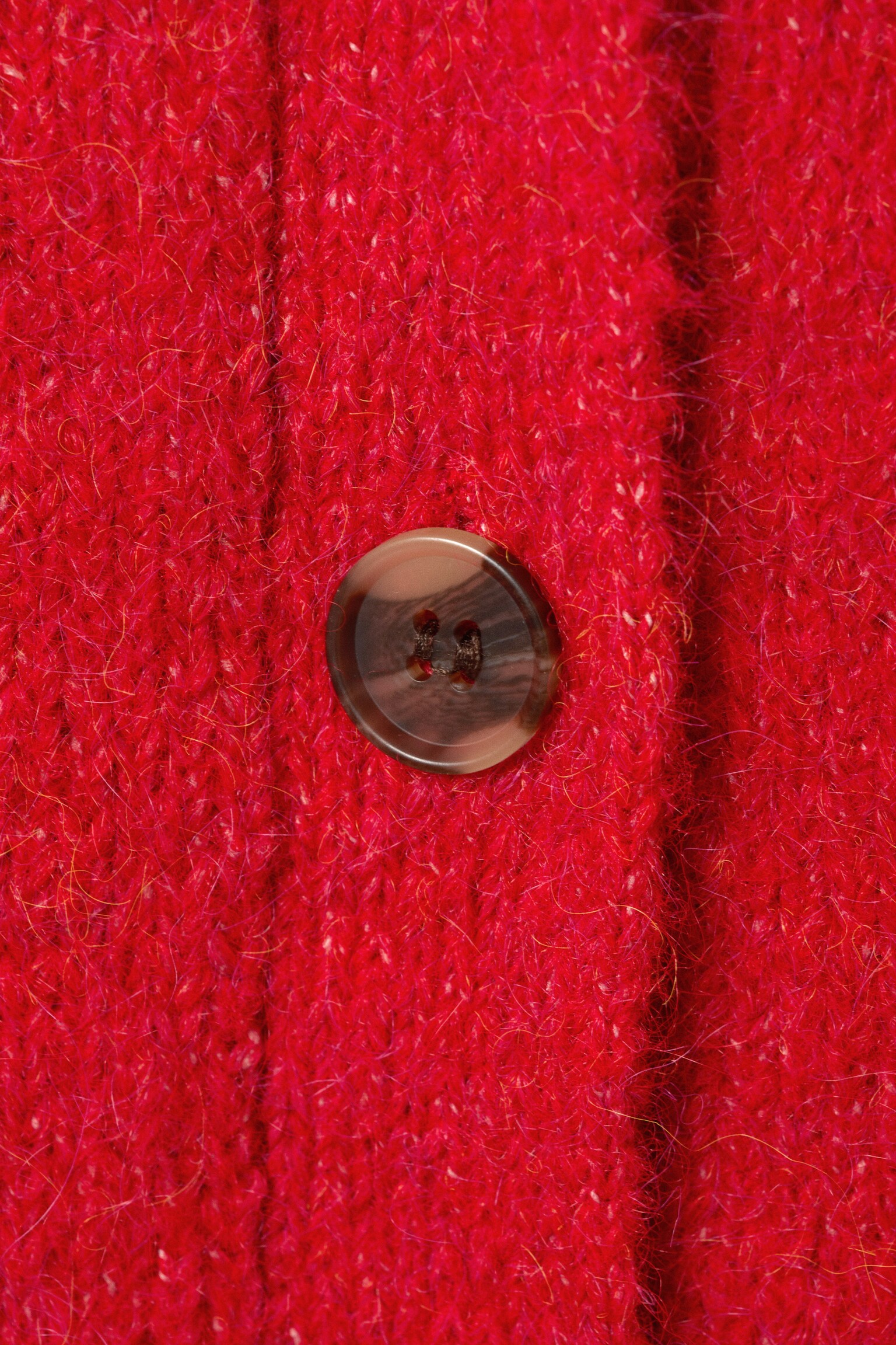 Ribbet V-hals cardigan - Postkasserød/Sort/Støvet gråbrun/Støvet lyserød - 5