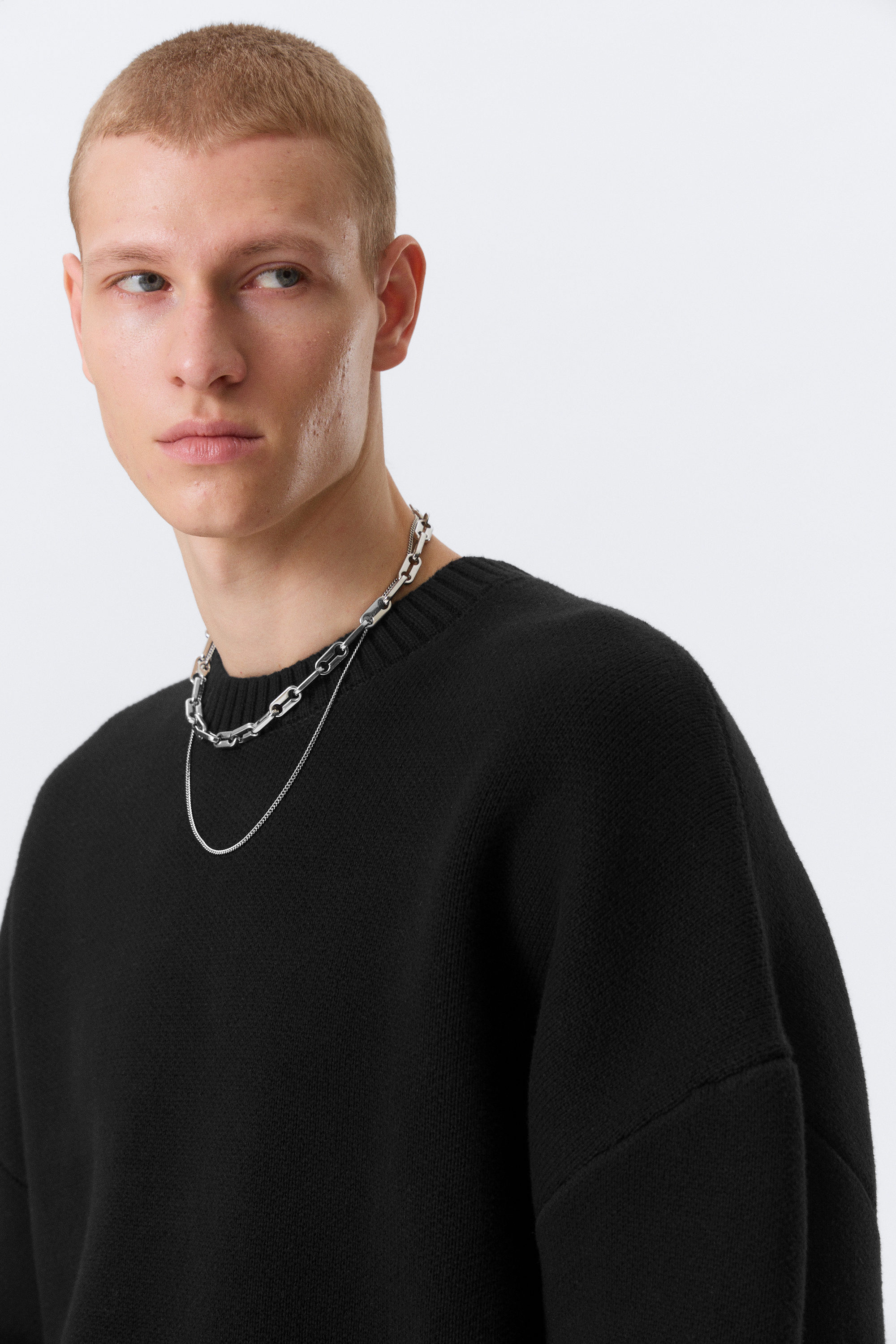 Black - Oversized Heavyweight Cotton Sweater - 2