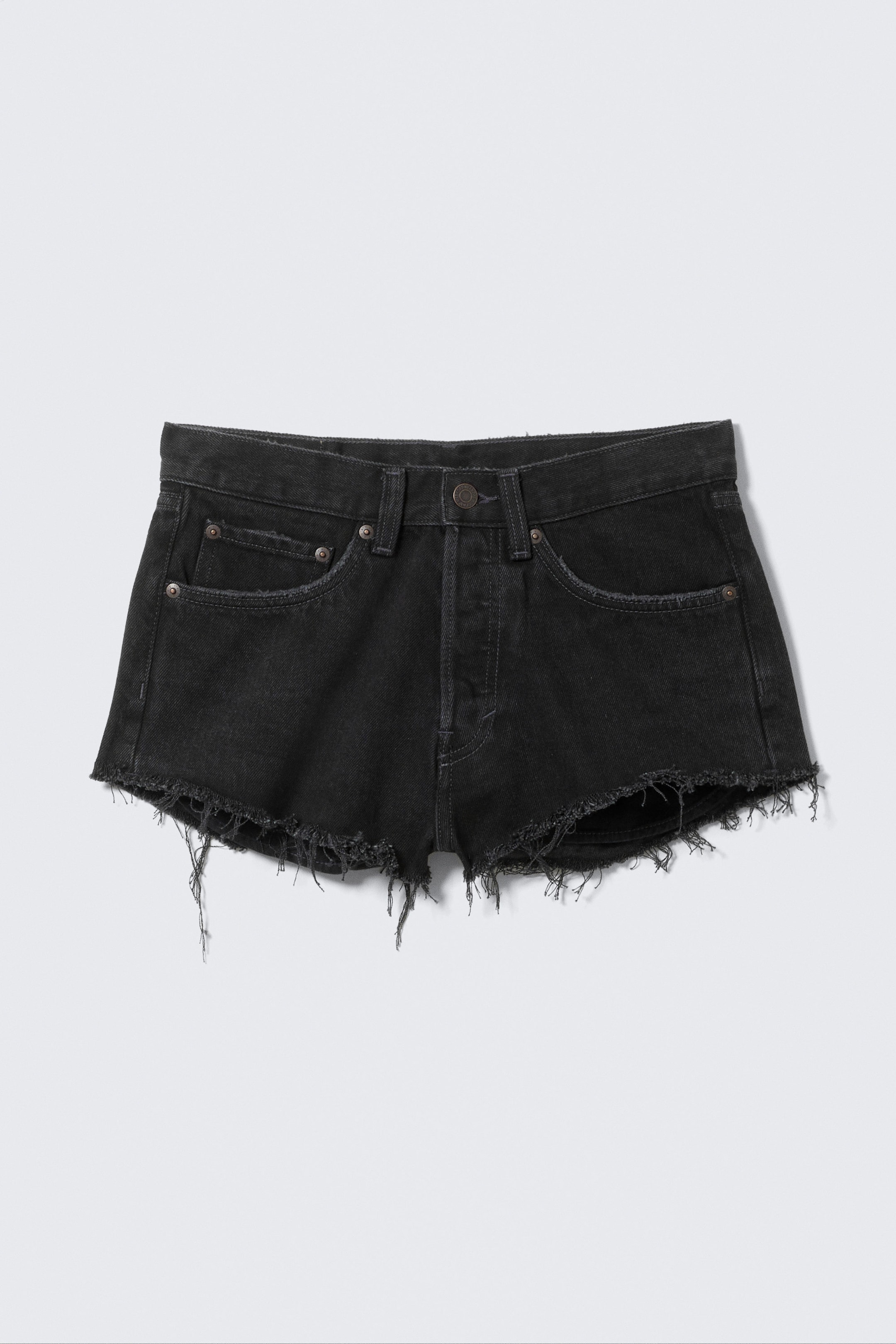 Tuned Black - Black - Maia Mid Rise Denim Hot Pants - 1