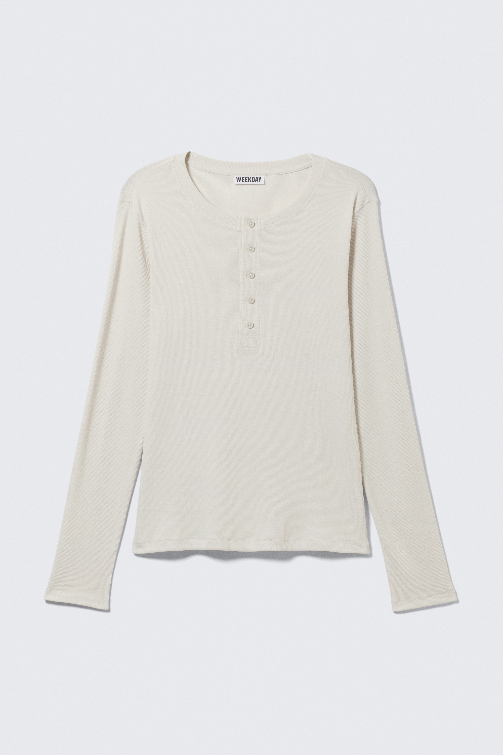 Long-Sleeved Henley T-shirt - Dusty White/Black