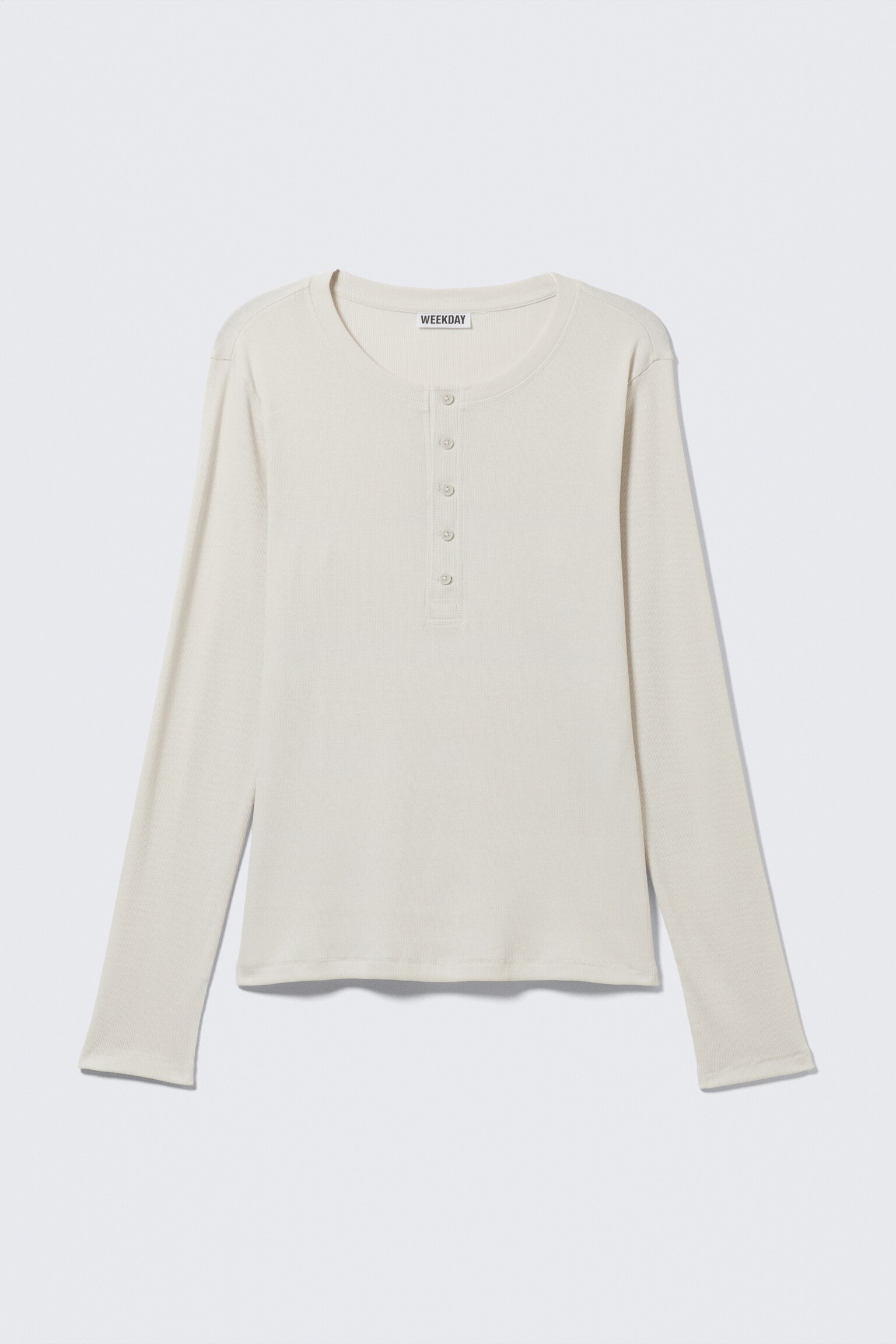 Long-Sleeved Henley T-shirt - Dusty White/Black - 2