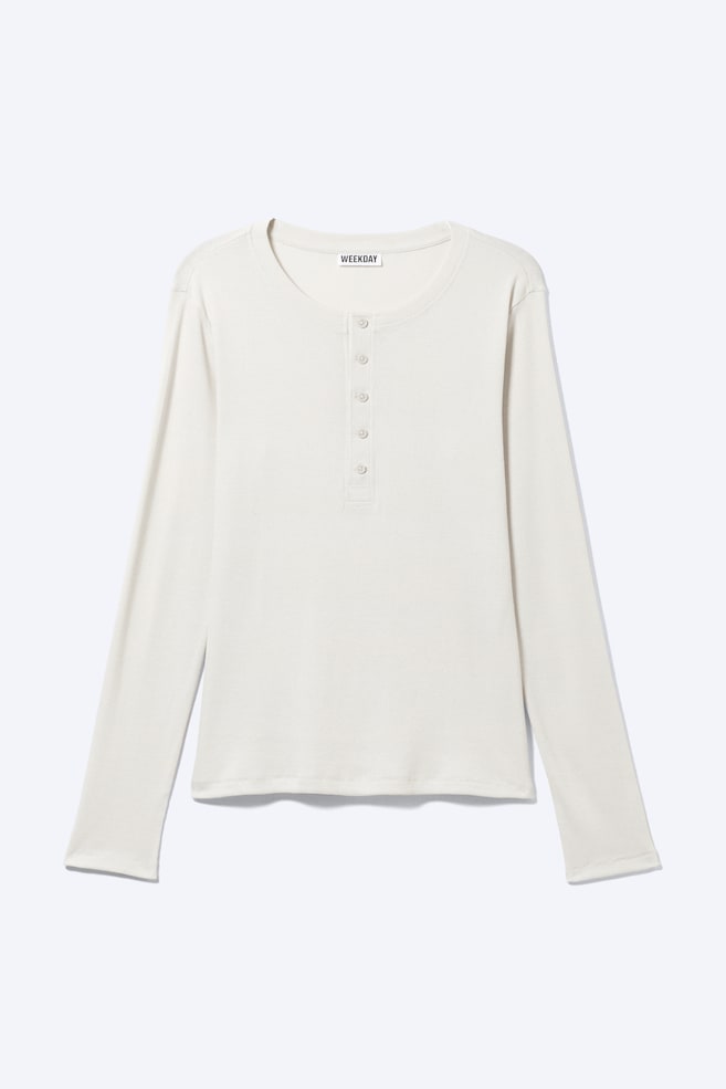 Camiseta henley de manga larga - Blanco roto/Negro - 1