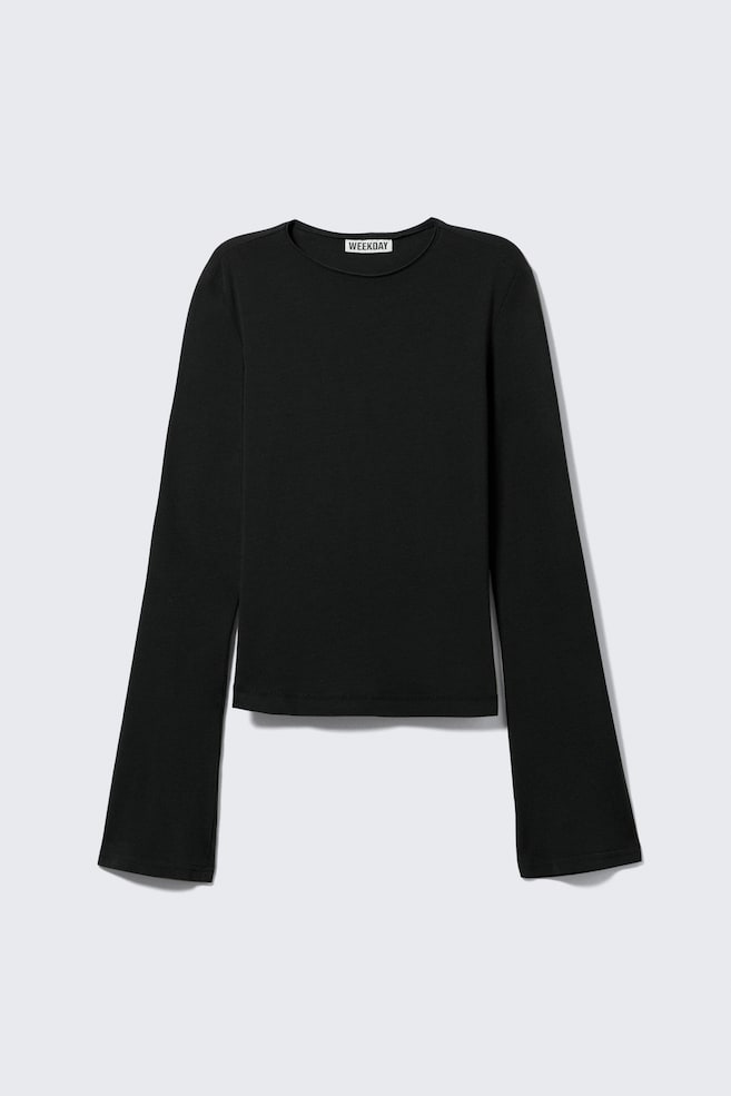 Top in cotone a maniche lunghe - Nero/Blu scuro a righe/Lilla scuro a righe/Blu lavato/Nero/Grigio scuro a righe/A righe, rosso scuro/Marrone scuro/Blu scuro a righe - 1