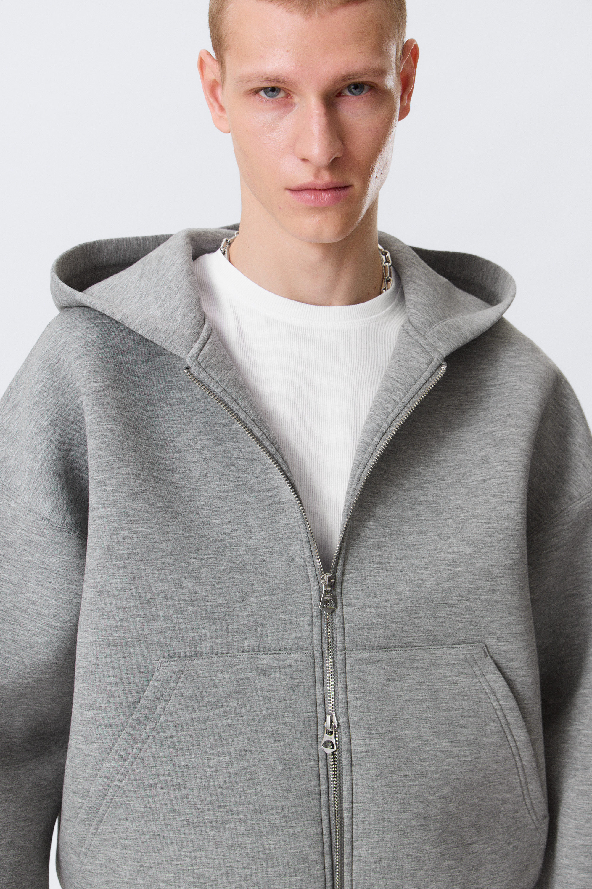 Grey Melange - Simon Scuba Zip Hoodie - 3