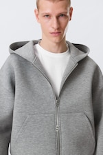 Grey Melange - Simon Scuba Zip Hoodie - 1