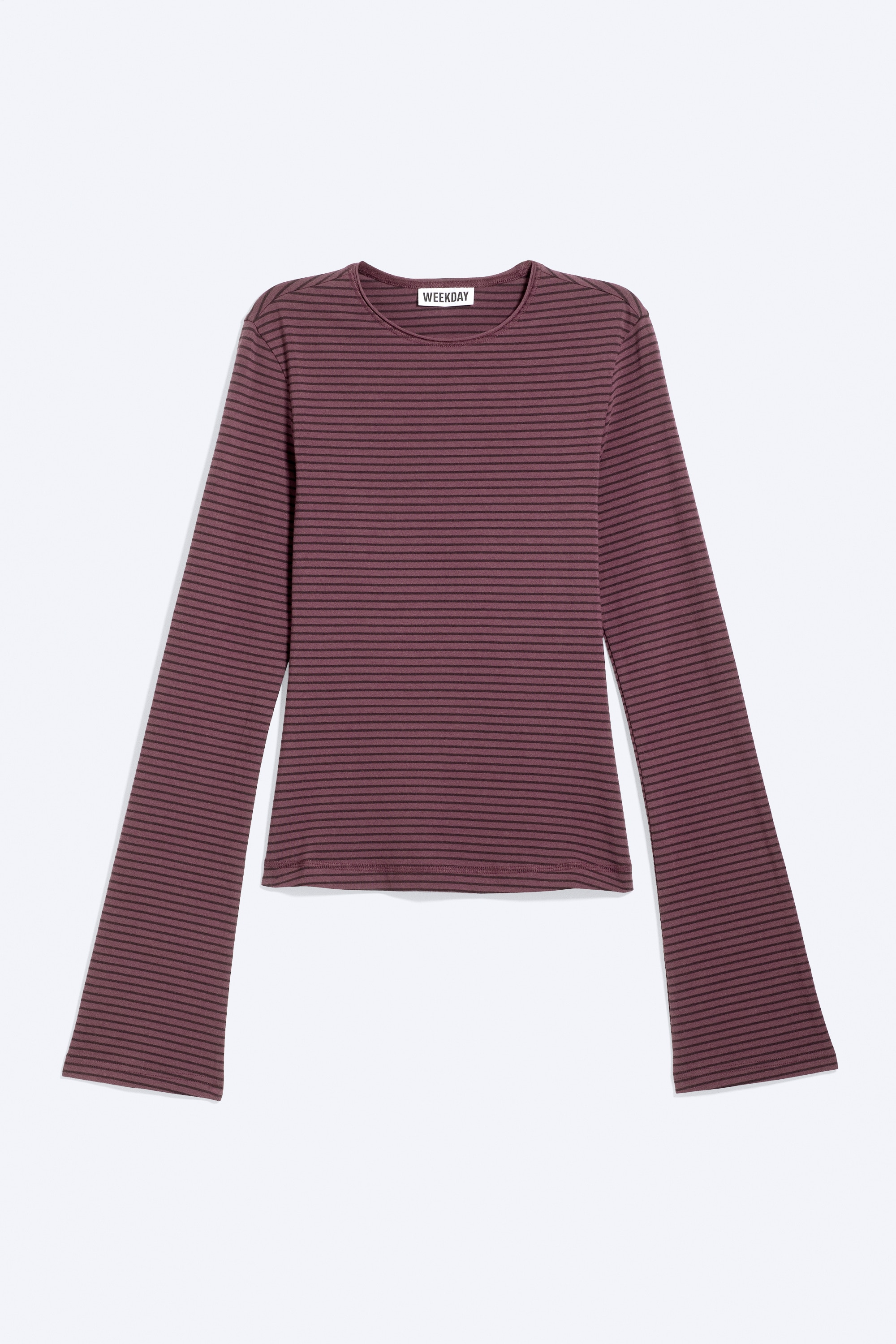 Longsleeve aus Baumwolle - Dunkellila gestreift/Verwaschenes Blau/Schwarz/Dunkelrot gestreift/Dunkelgrau gestreift/Schwarz/Dunkelbraun/Dunkelblau gestreift