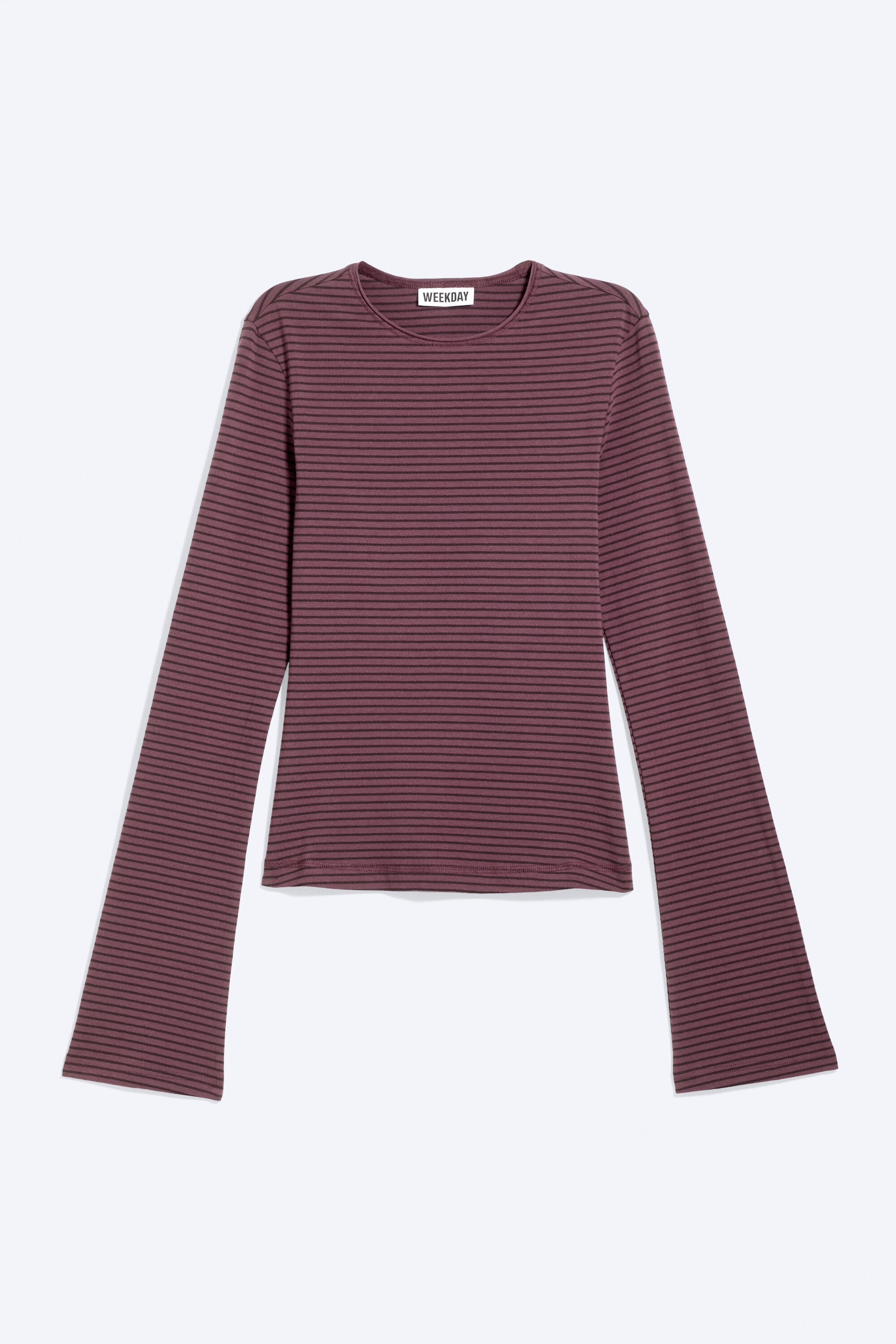 Dunkellila gestreift - Longsleeve aus Baumwolle - 1