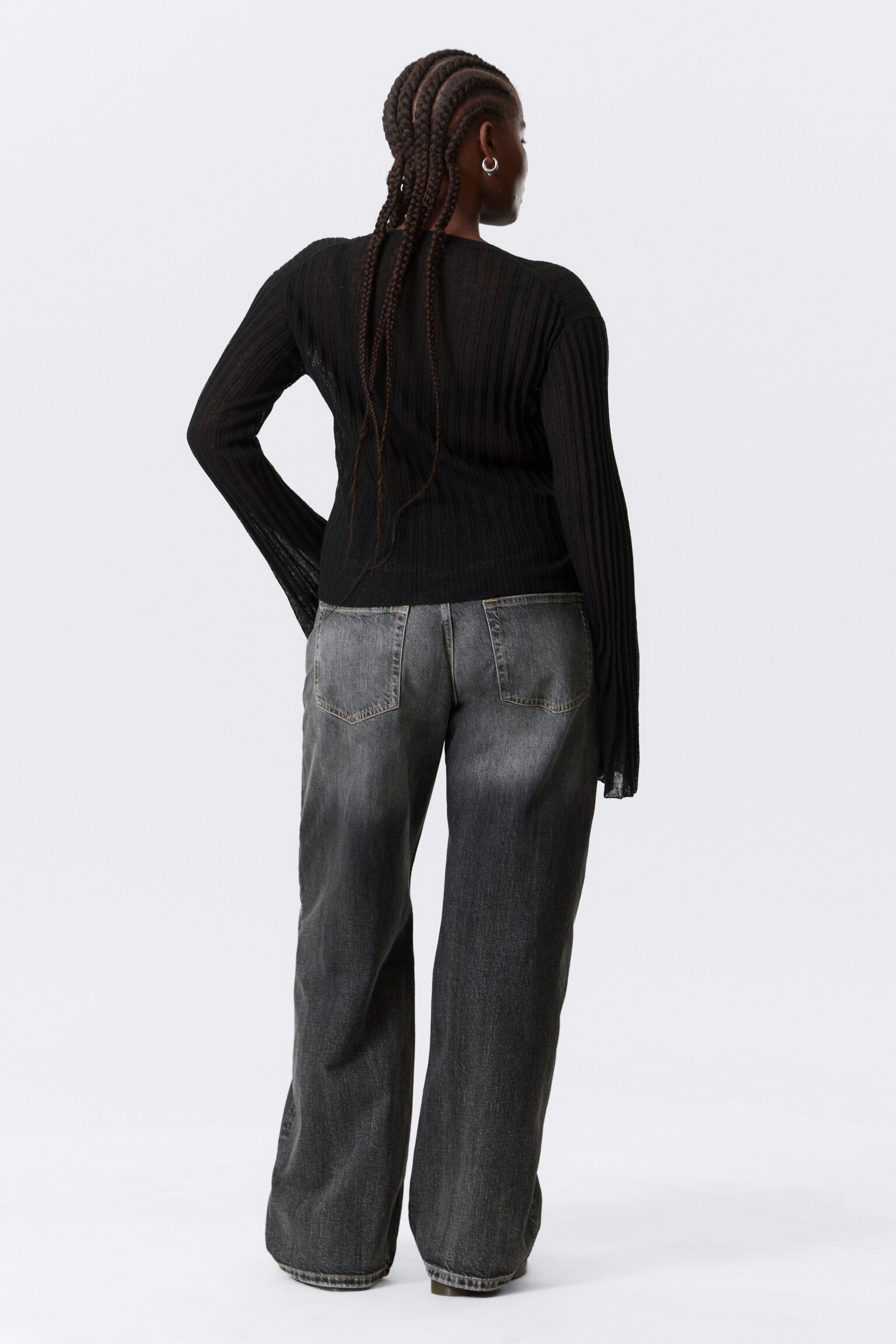 Cardigan em Mistura de Linho Transparente - Preto/Cru - 3