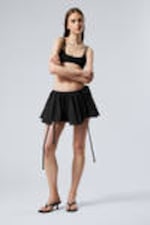 Dark Grey - Flared Low Rise Pleated Mini Skirt - 0